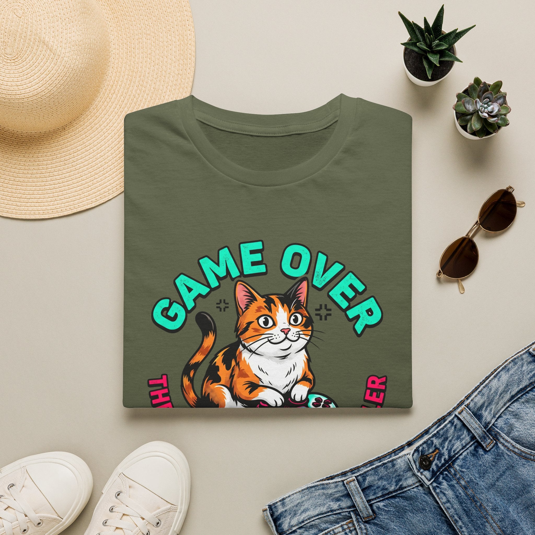 Game Over Cat Graphic Tee