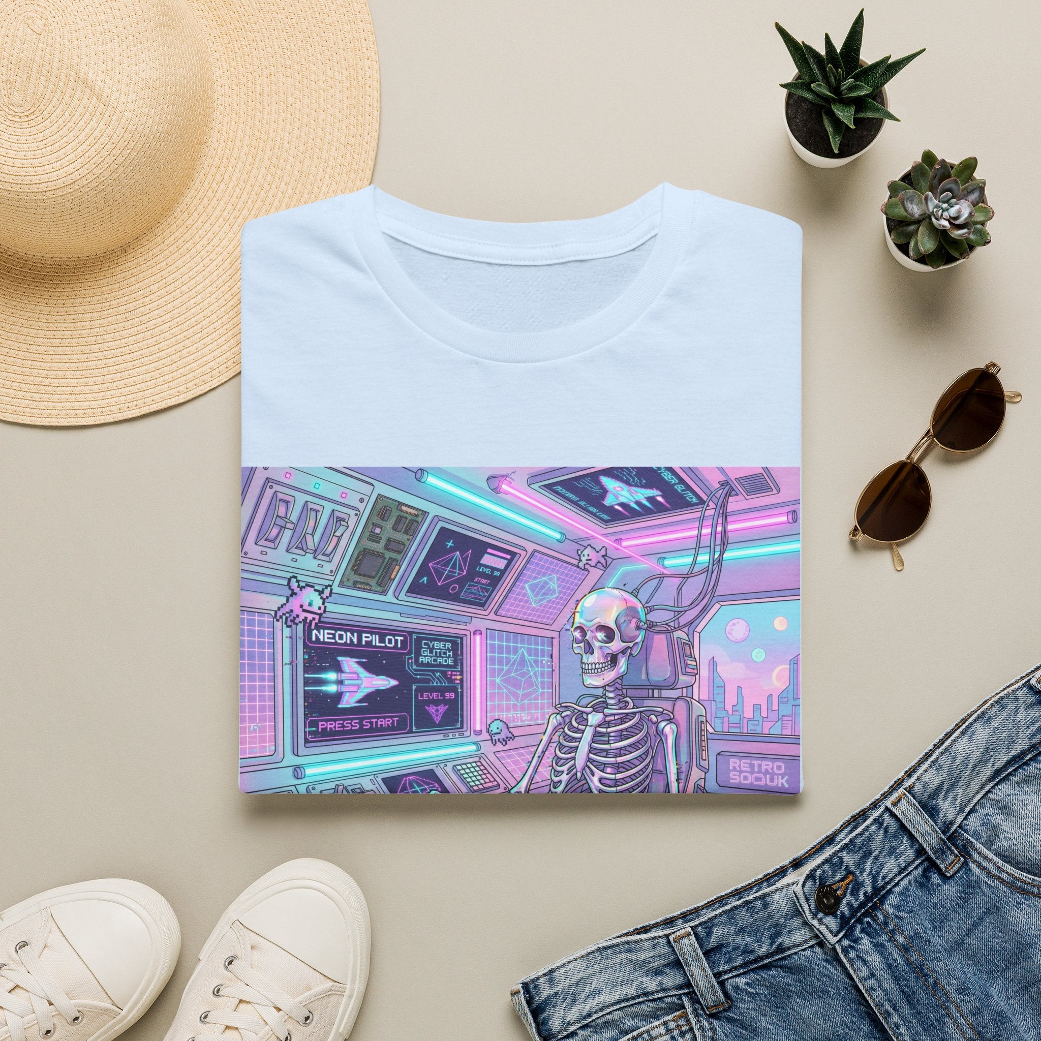 Skeleton Pilot Gamer Graphic Tee