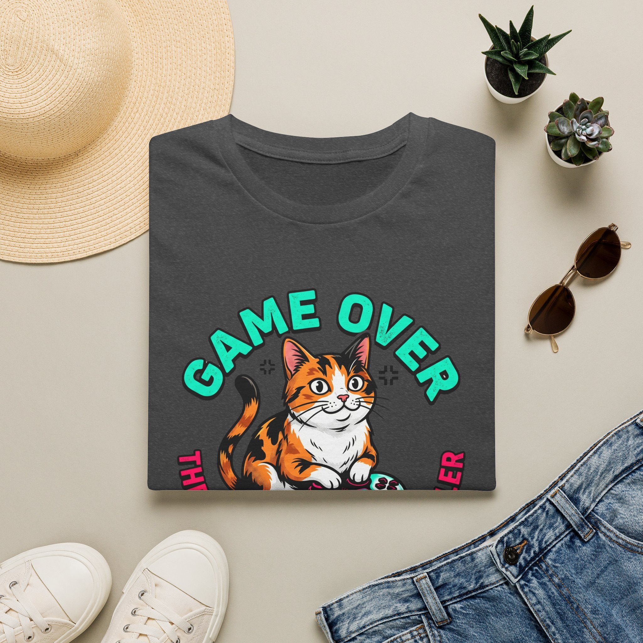 Game Over Cat Graphic Tee