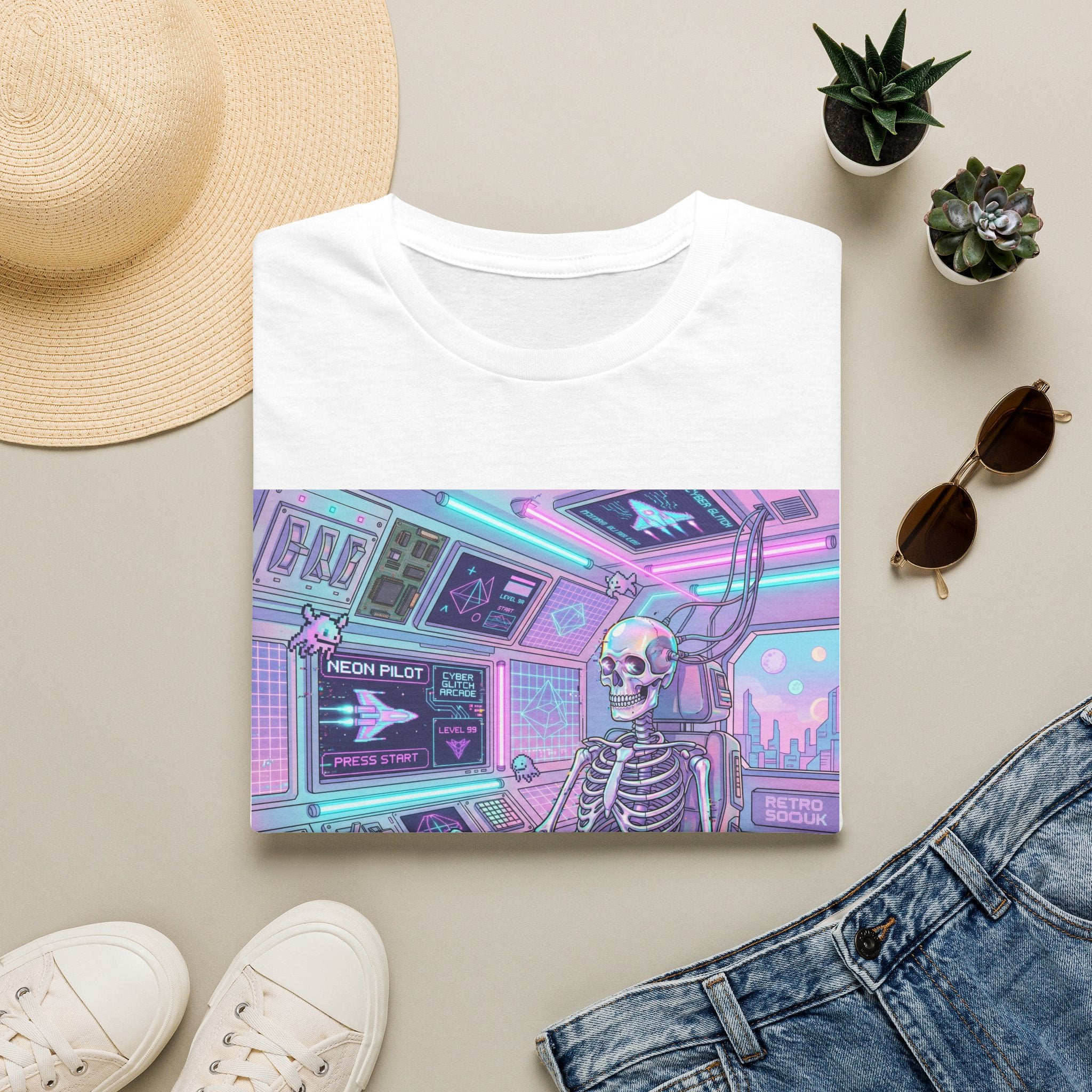 Skeleton Pilot Gamer Graphic Tee