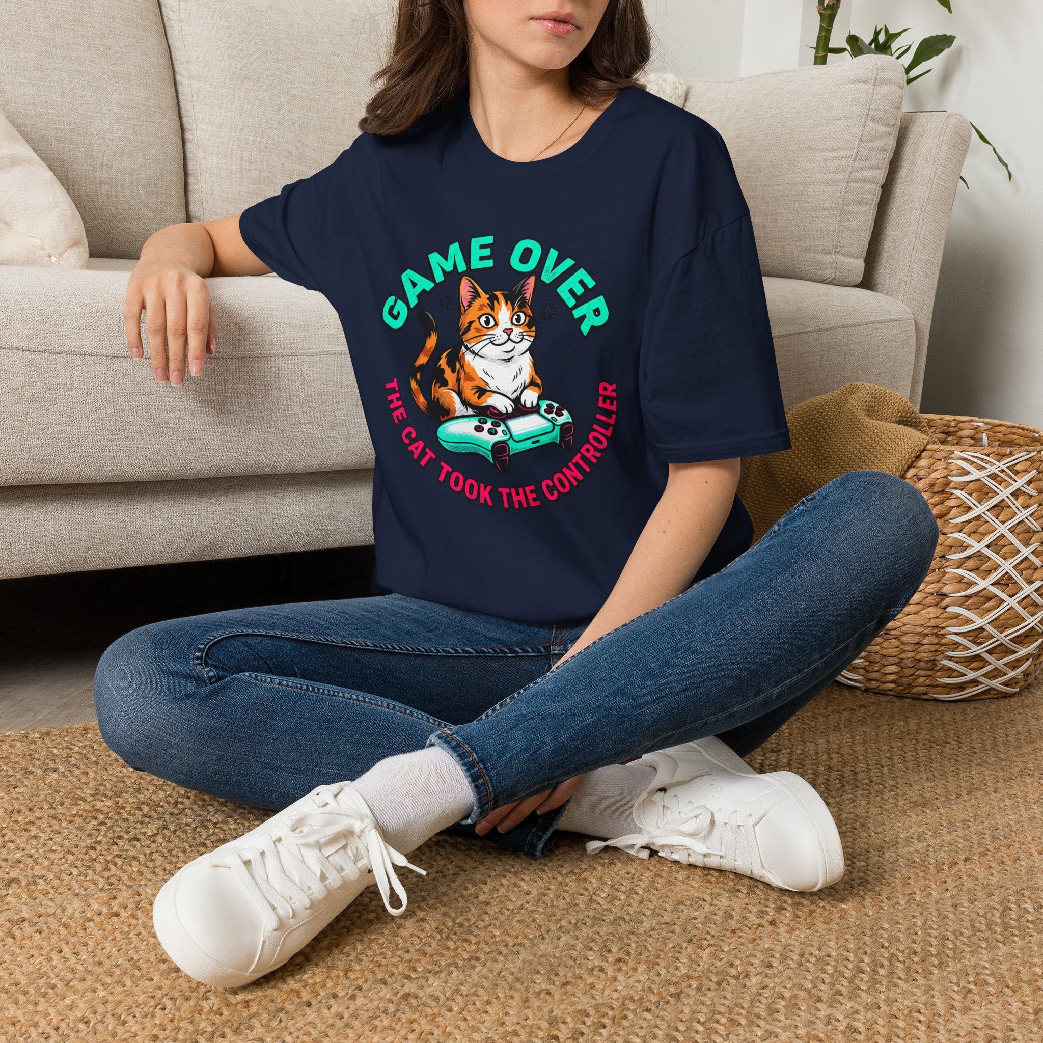Game Over Cat Graphic Tee