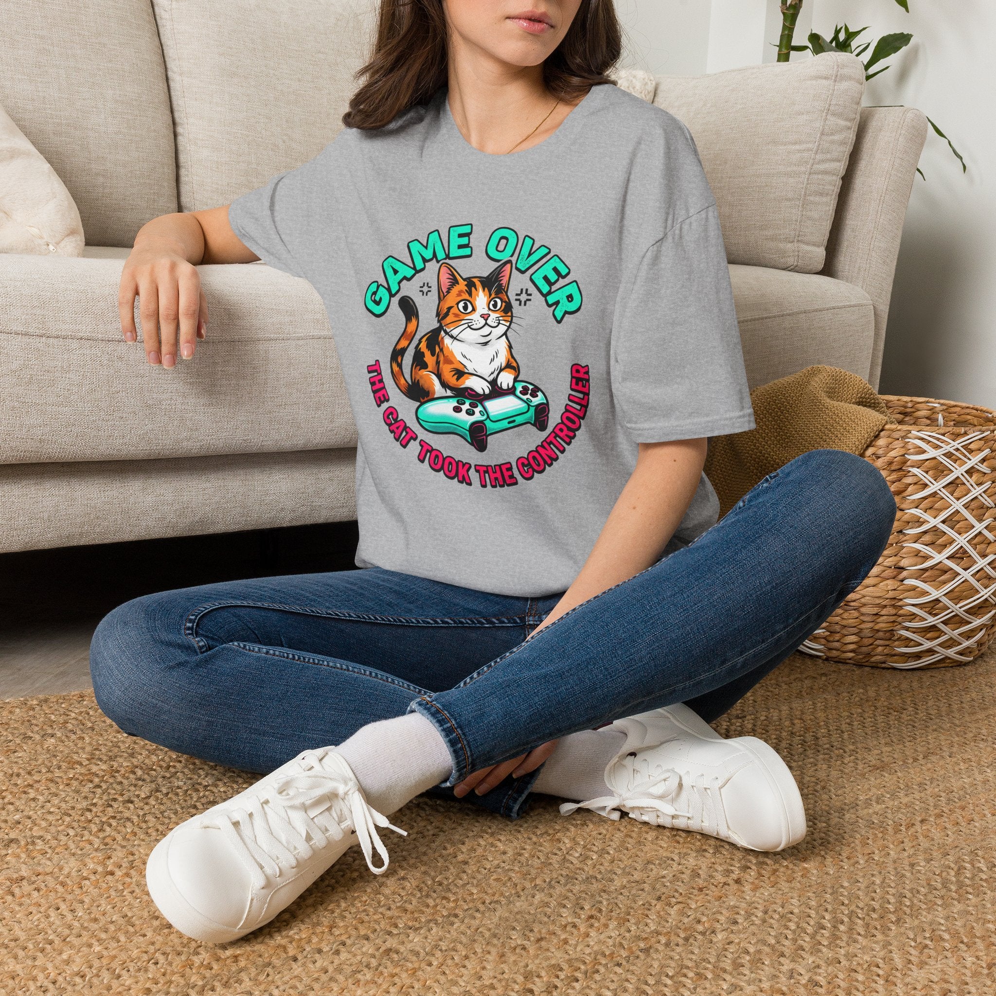 Game Over Cat Graphic Tee