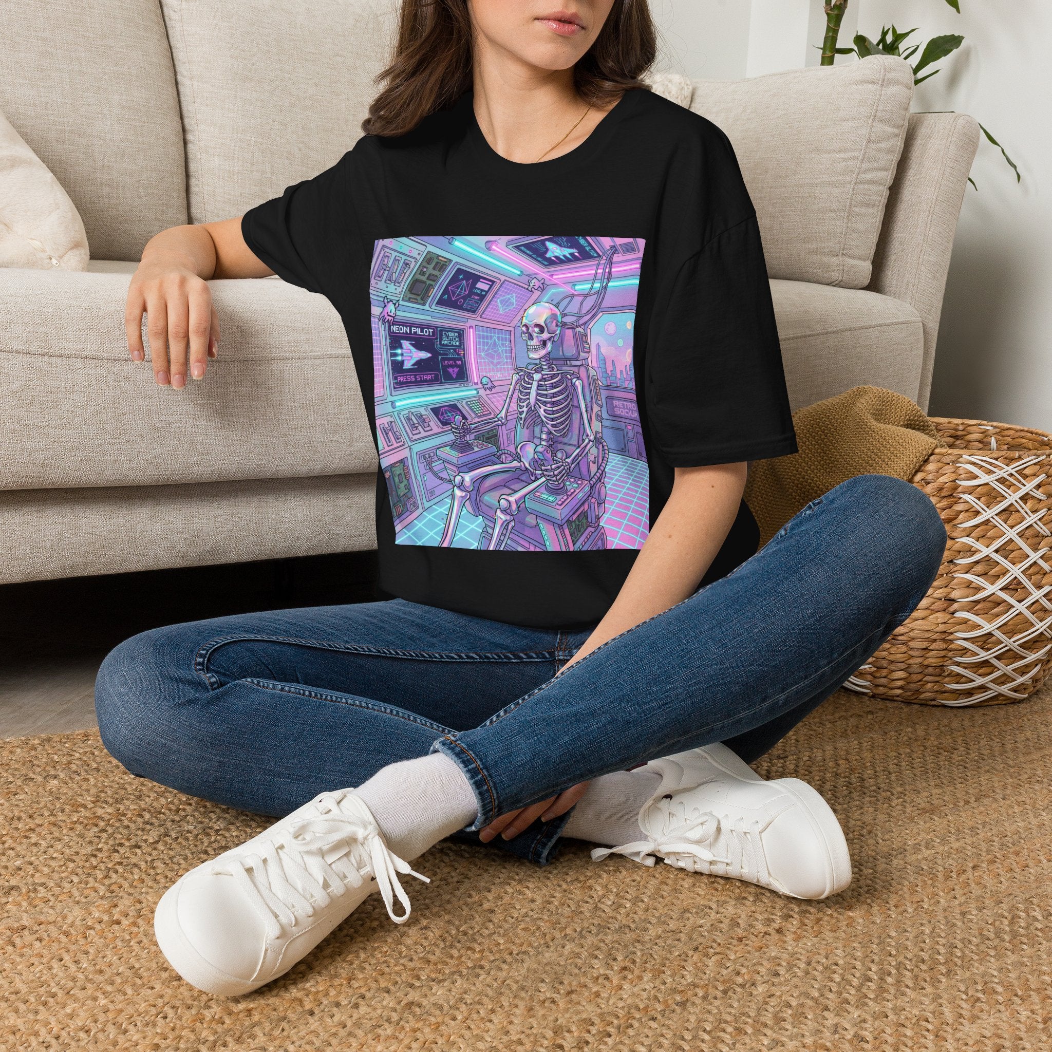 Skeleton Pilot Gamer Graphic Tee