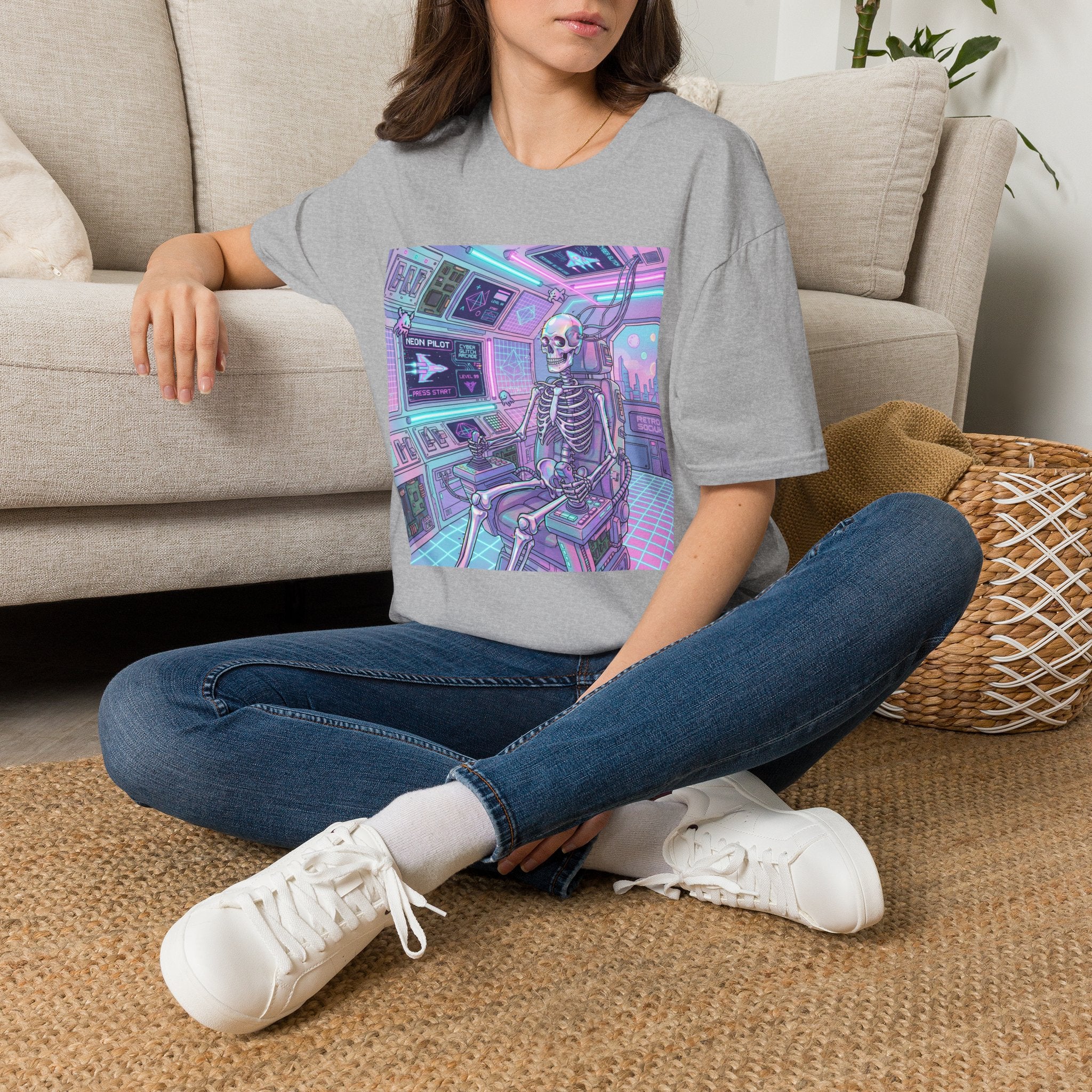 Skeleton Pilot Gamer Graphic Tee