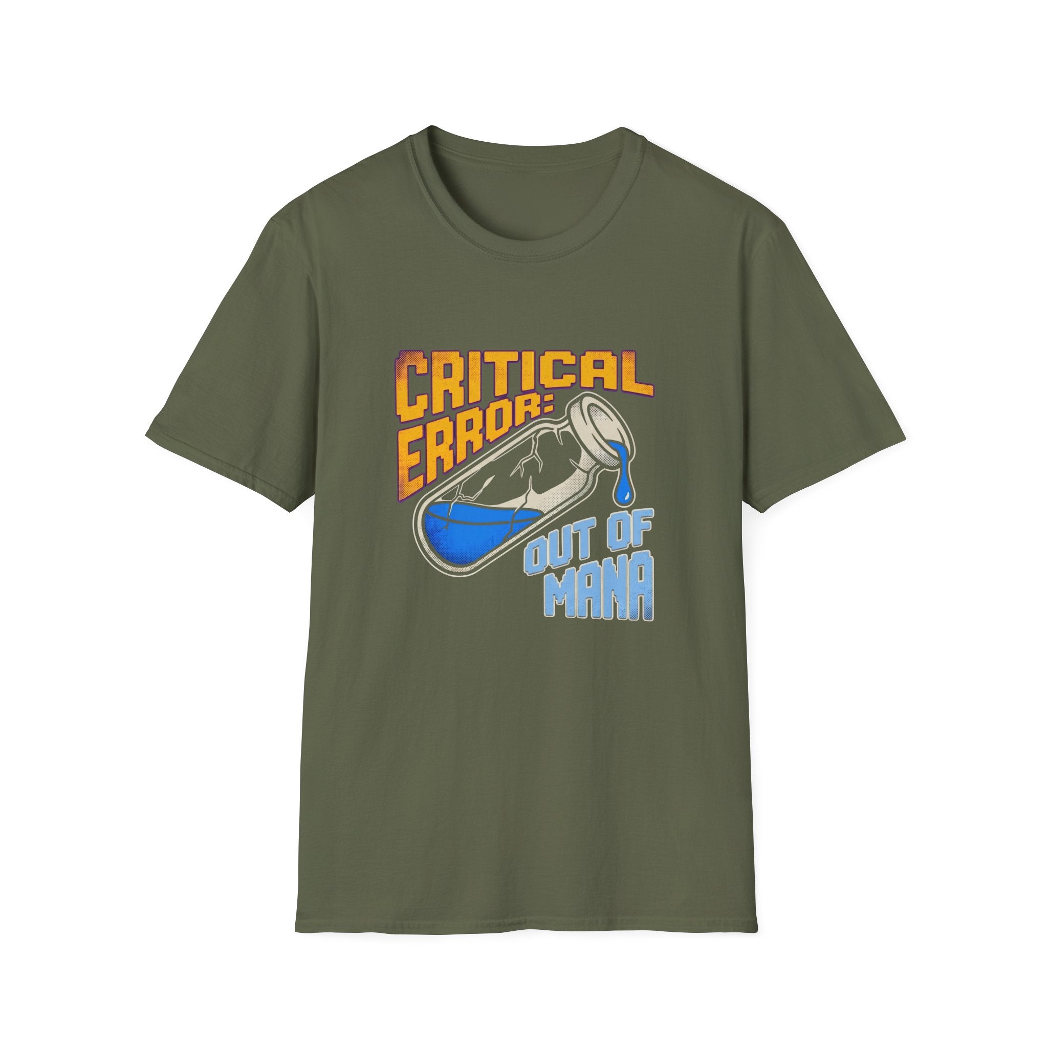 T-Shirt — "Critical Error: Out of Mana" Gamer Graphic Tee