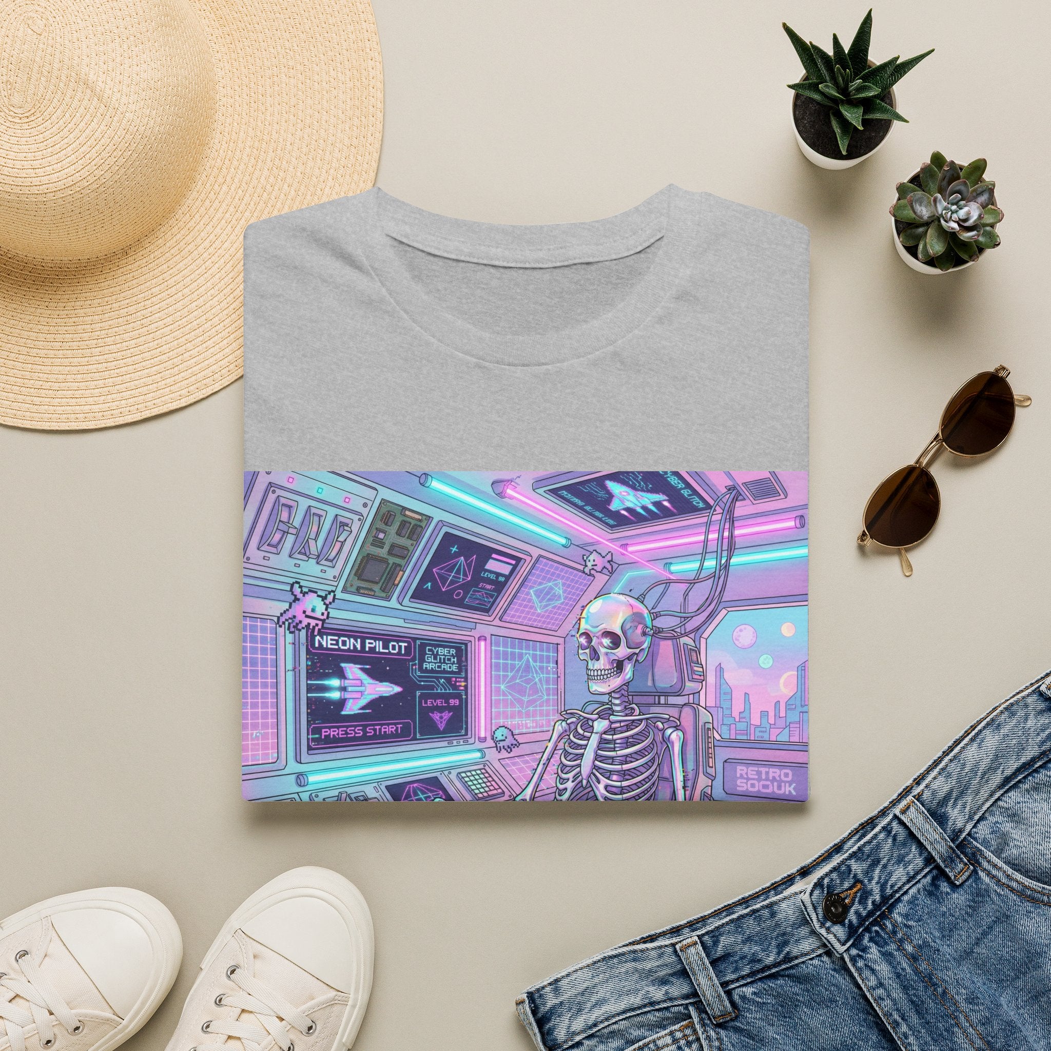 Skeleton Pilot Gamer Graphic Tee