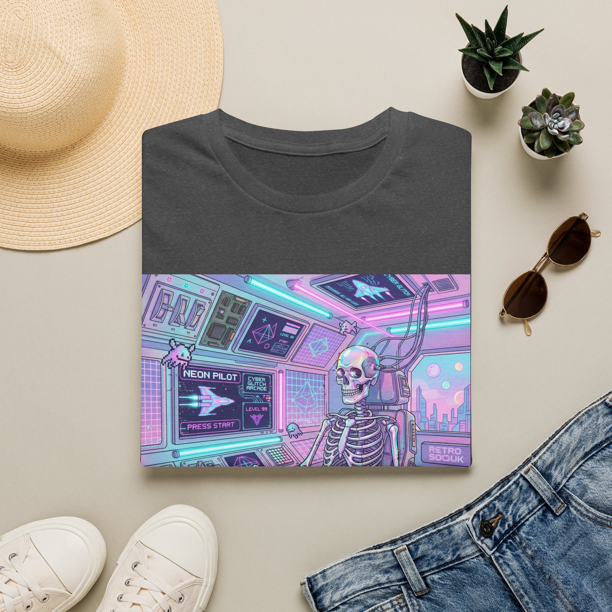 Skeleton Pilot Gamer Graphic Tee